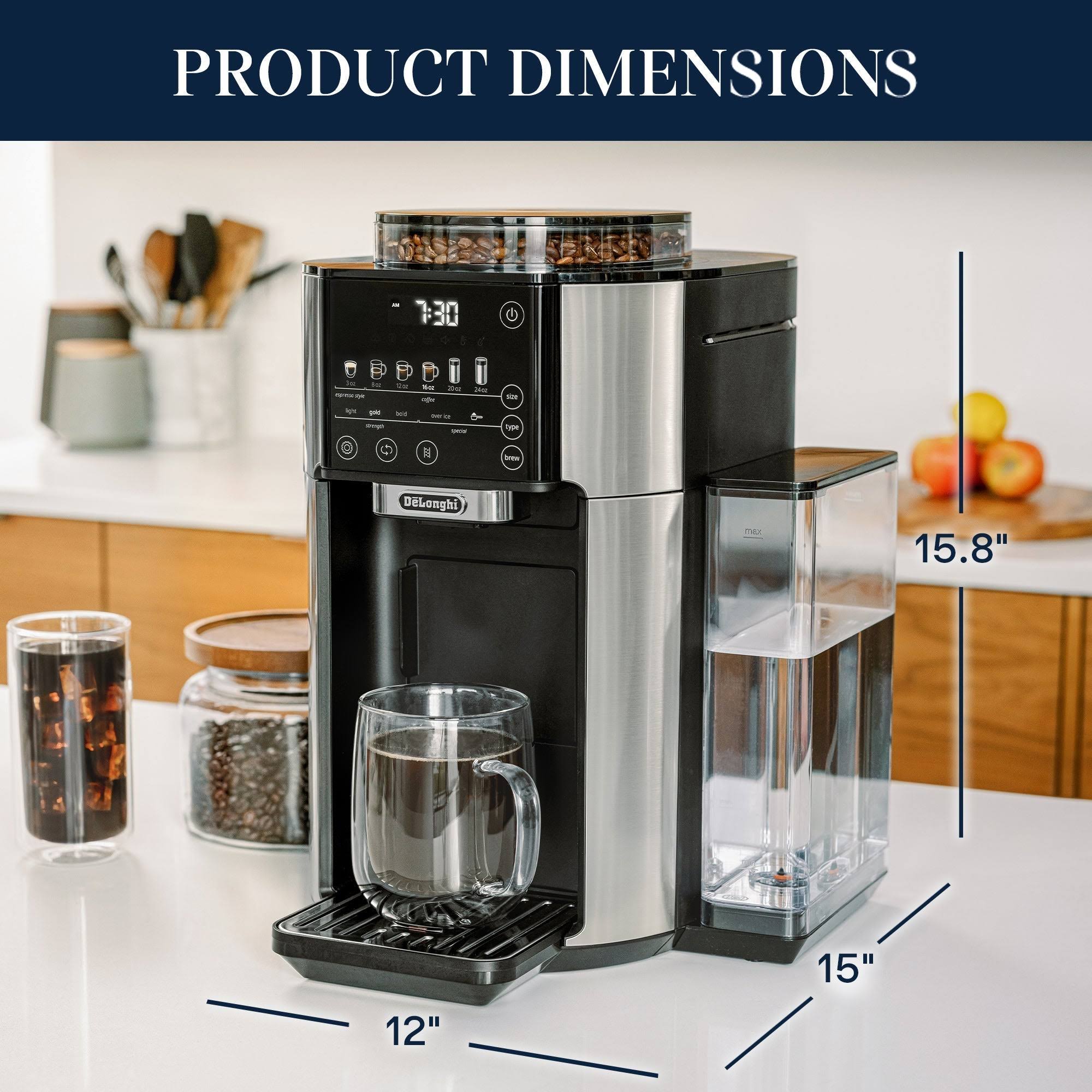 Authentic De’Longhi TrueBrew Drip Coffee Maker – Stainless/Black